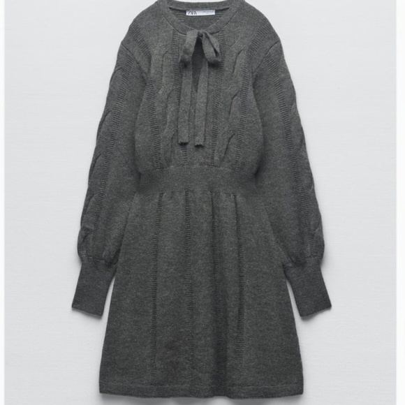 Zara gray cable knit long sleeve soft dress NWOT - Picture 2 of 13